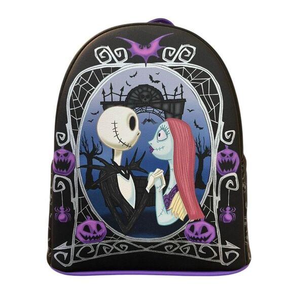 Loungefly The Nightmare Before Christmas Jack & Sally Pumpkin Frame Backpack NWT